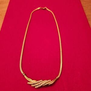Avon Vintage Signed Gold Plated Crystal Necklace